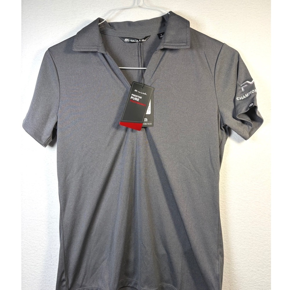 TravisMathew Polo Shirt Women Small Gray New FM Championship Prestige Pure Golf